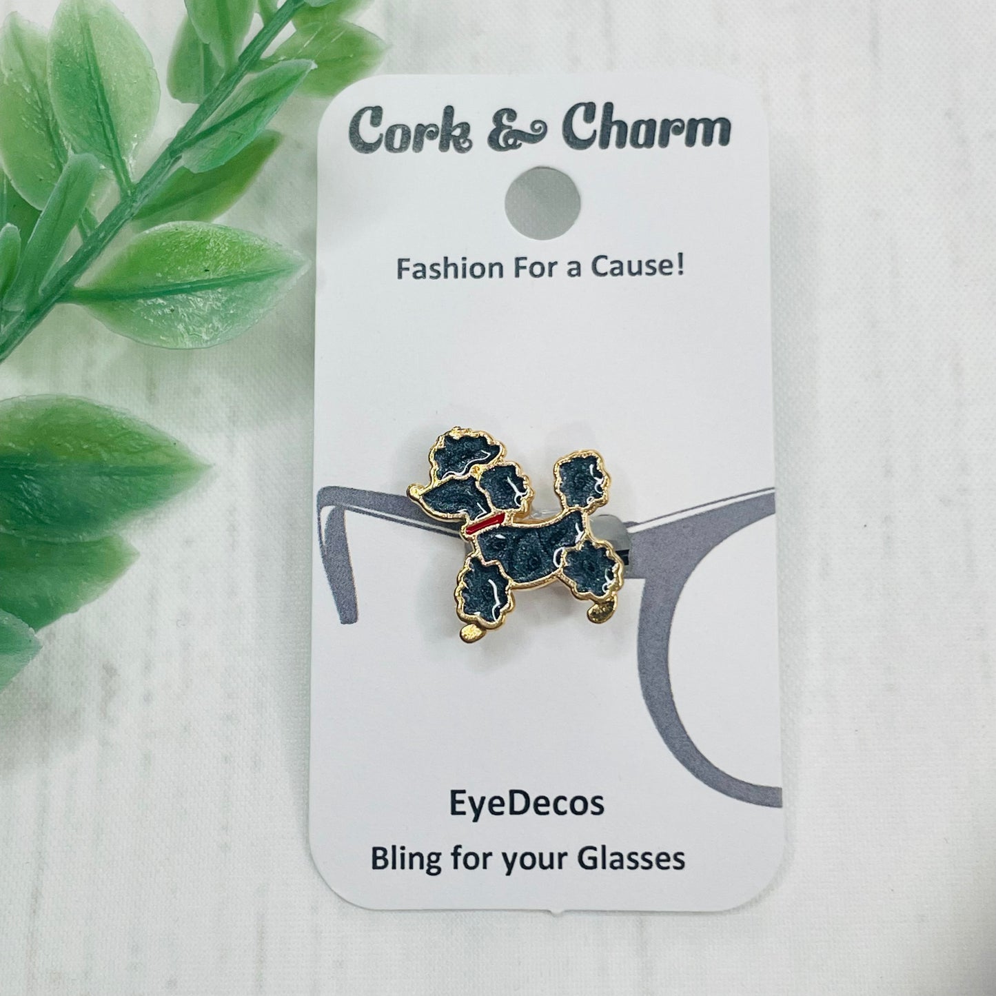 Black Poodle Dog Gold Plated Enamel EyeDeco