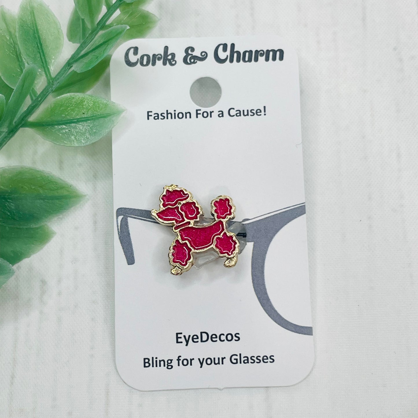 Red Poodle Dog Gold Plated Enamel EyeDeco
