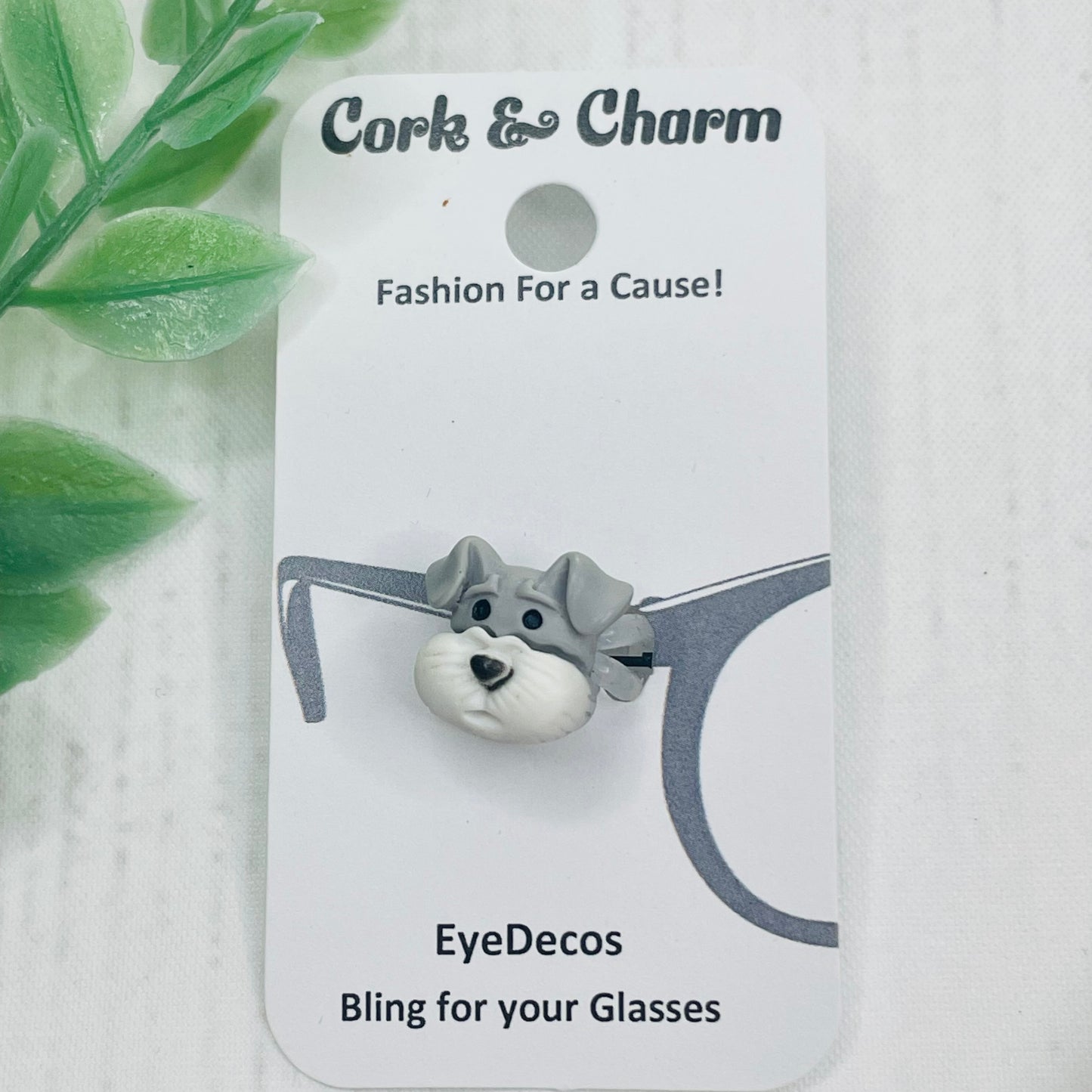 Gray and White Schnauzer Resin Dog EyeDeco
