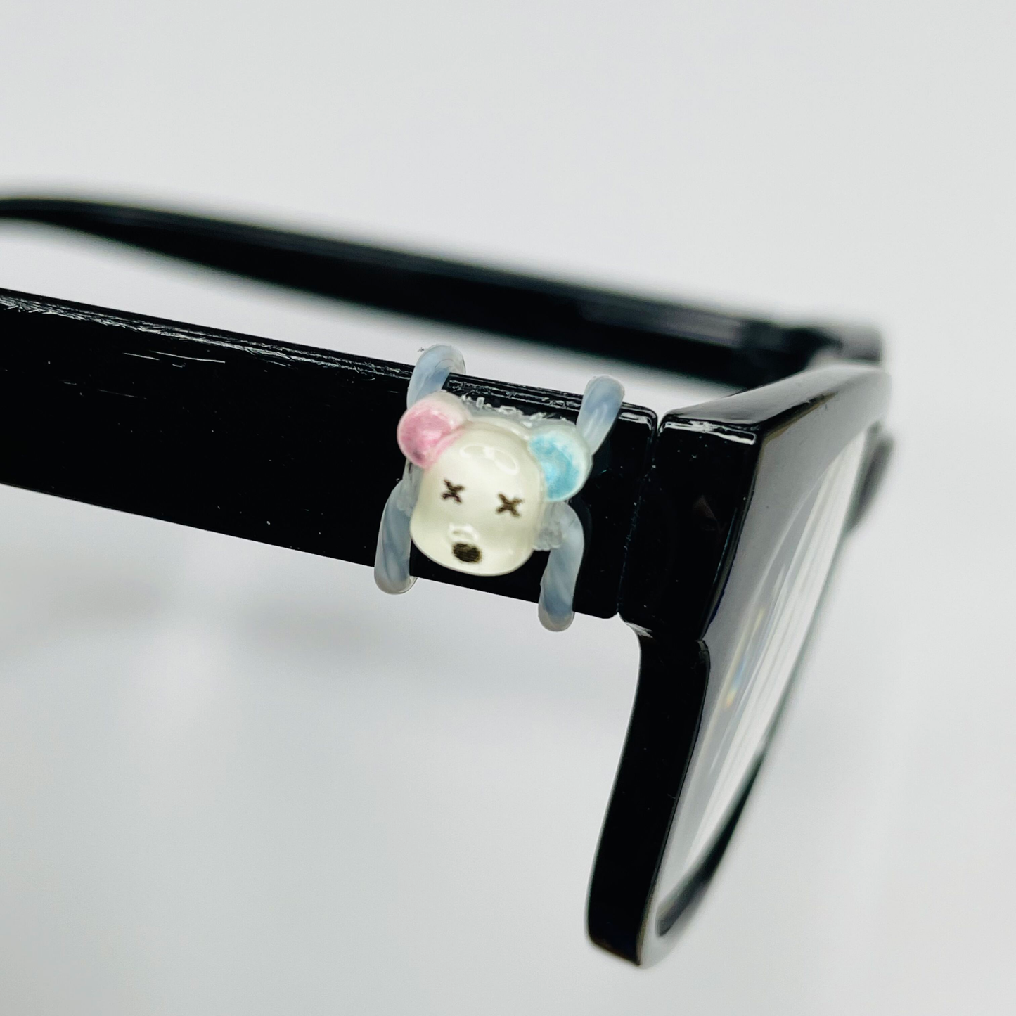 White Dog with Pink and Blue Ears Resin EyeDeco