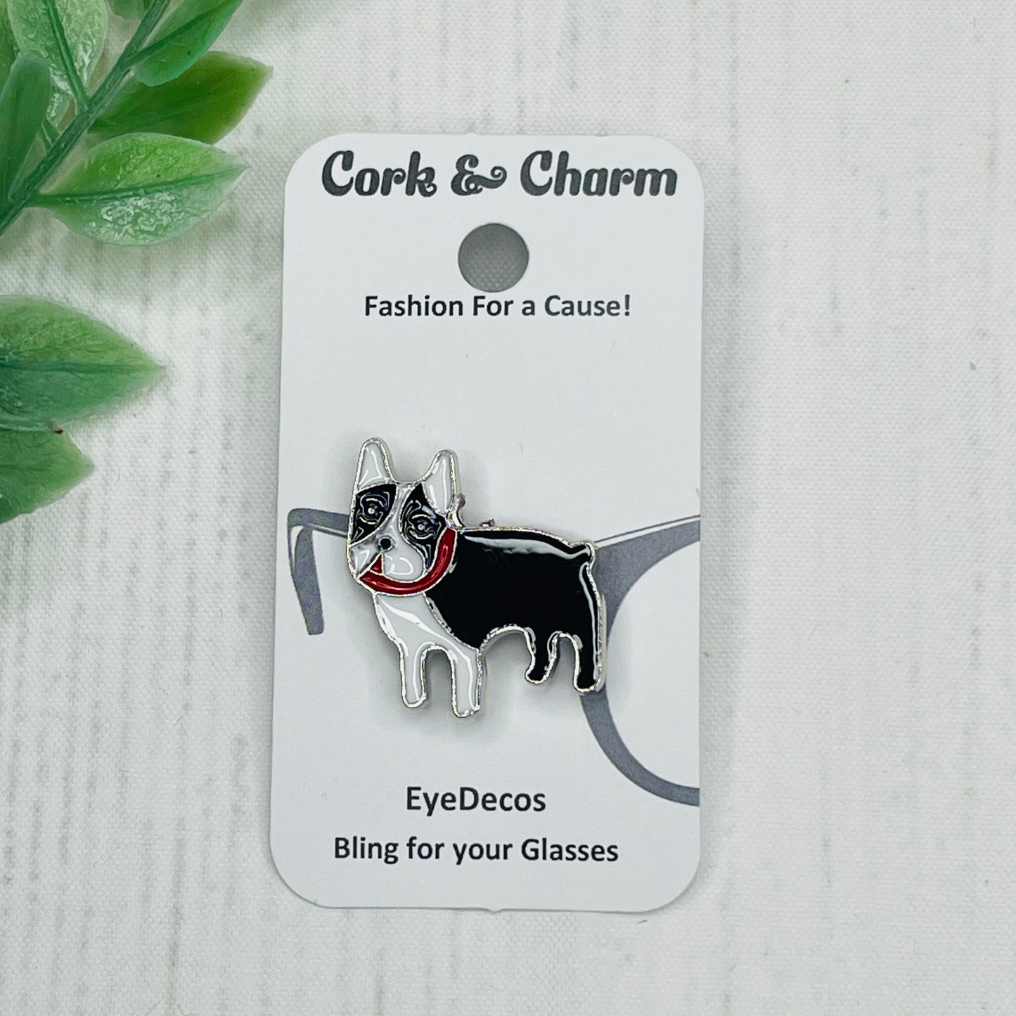 Boston Terrier Dog Plated Enamel EyeDeco