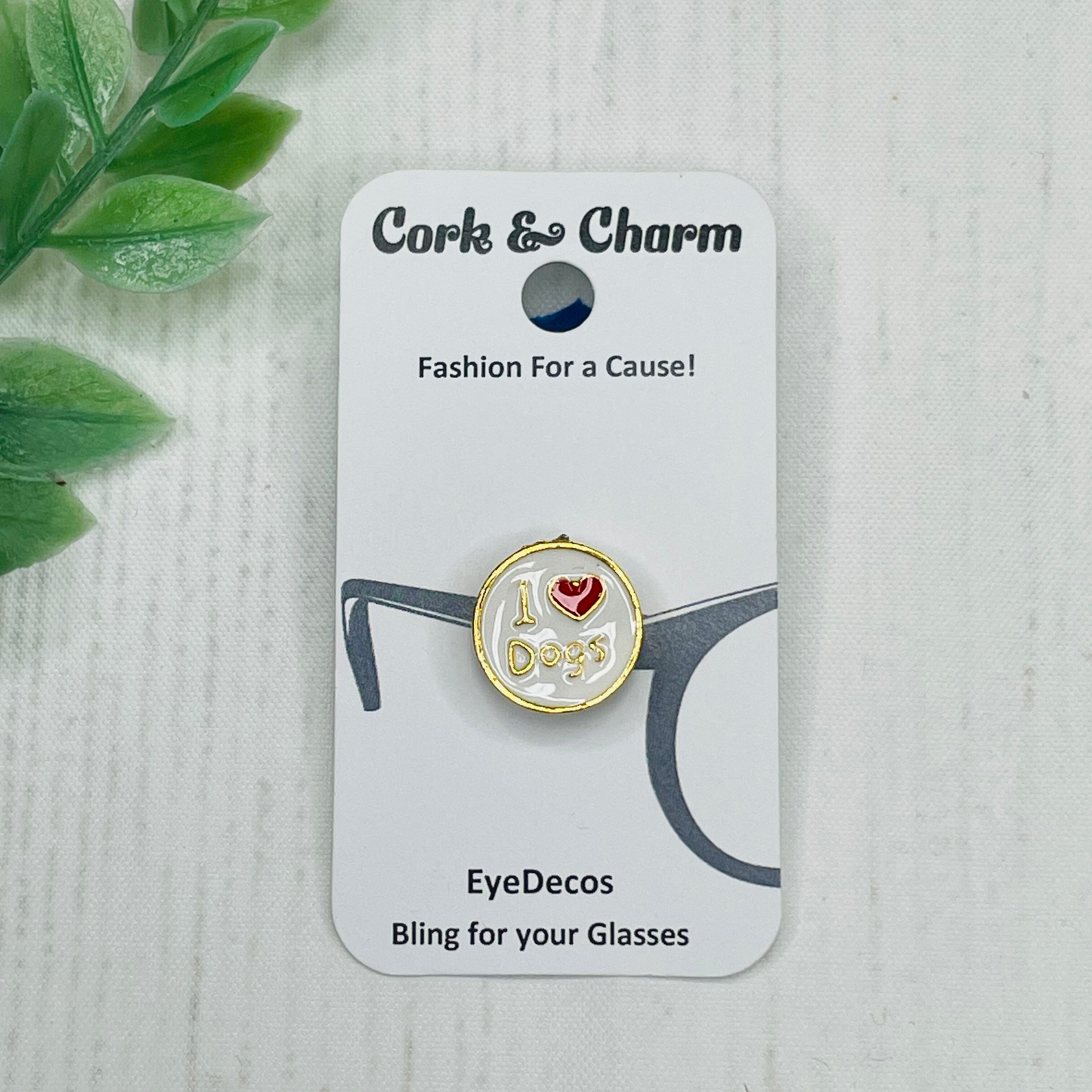 I Heart Love Dogs Gold Plated Enamel EyeDeco