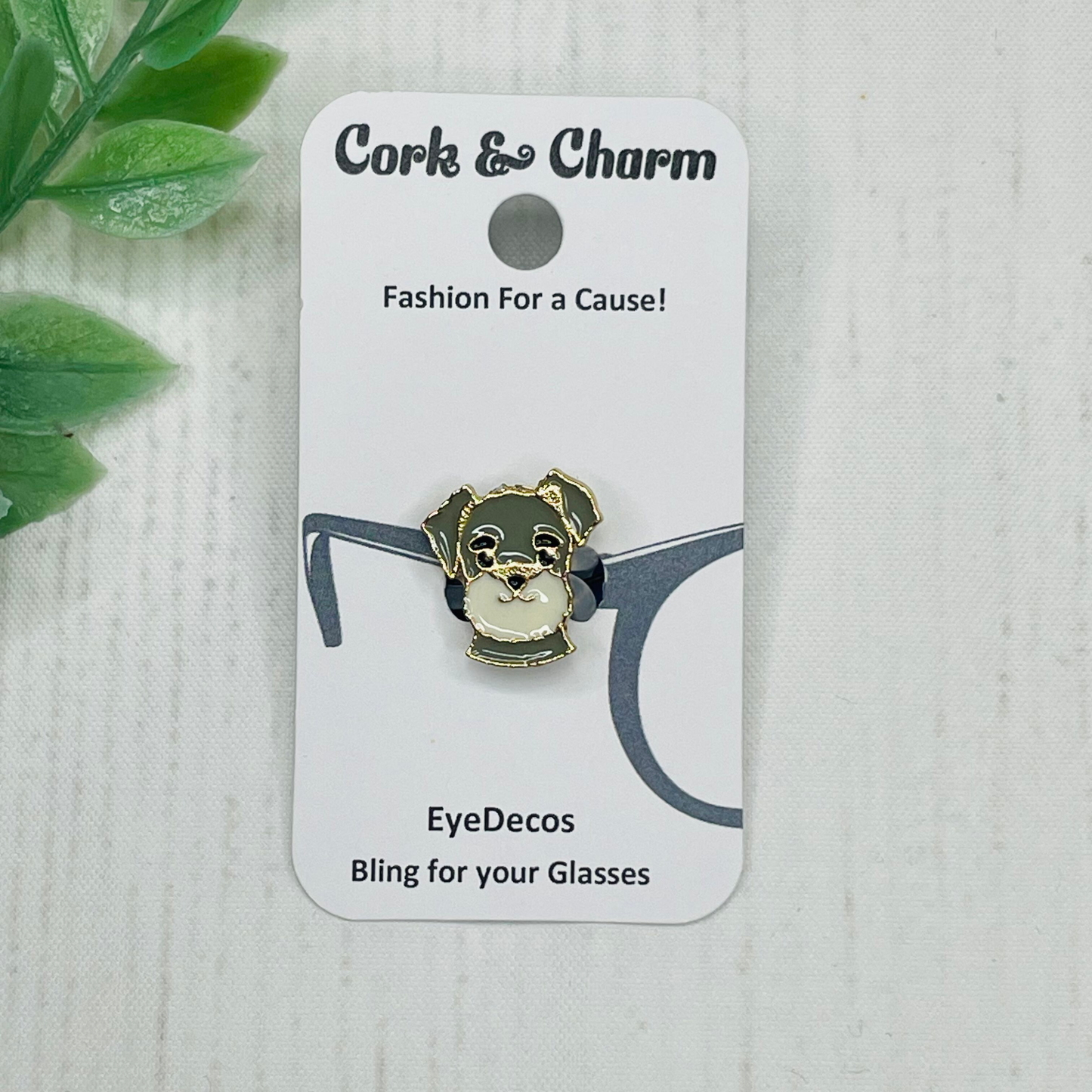 Schnauzer Dog Gold Plated Enamel EyeDeco