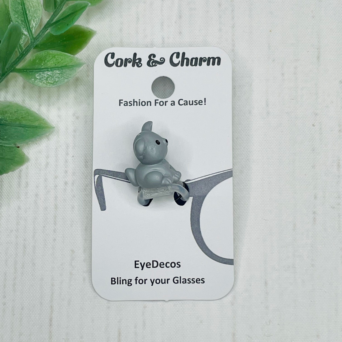 Gray Sitting Dog EyeDeco