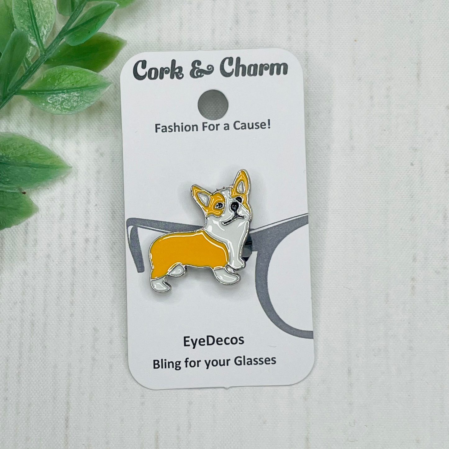 Corgi Dog Silver Plated Enamel EyeDeco