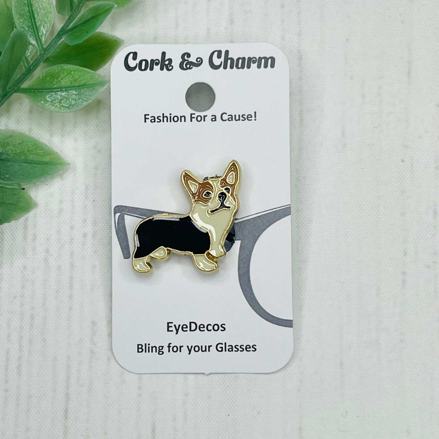 Corgi Dog Gold Plated Enamel EyeDeco