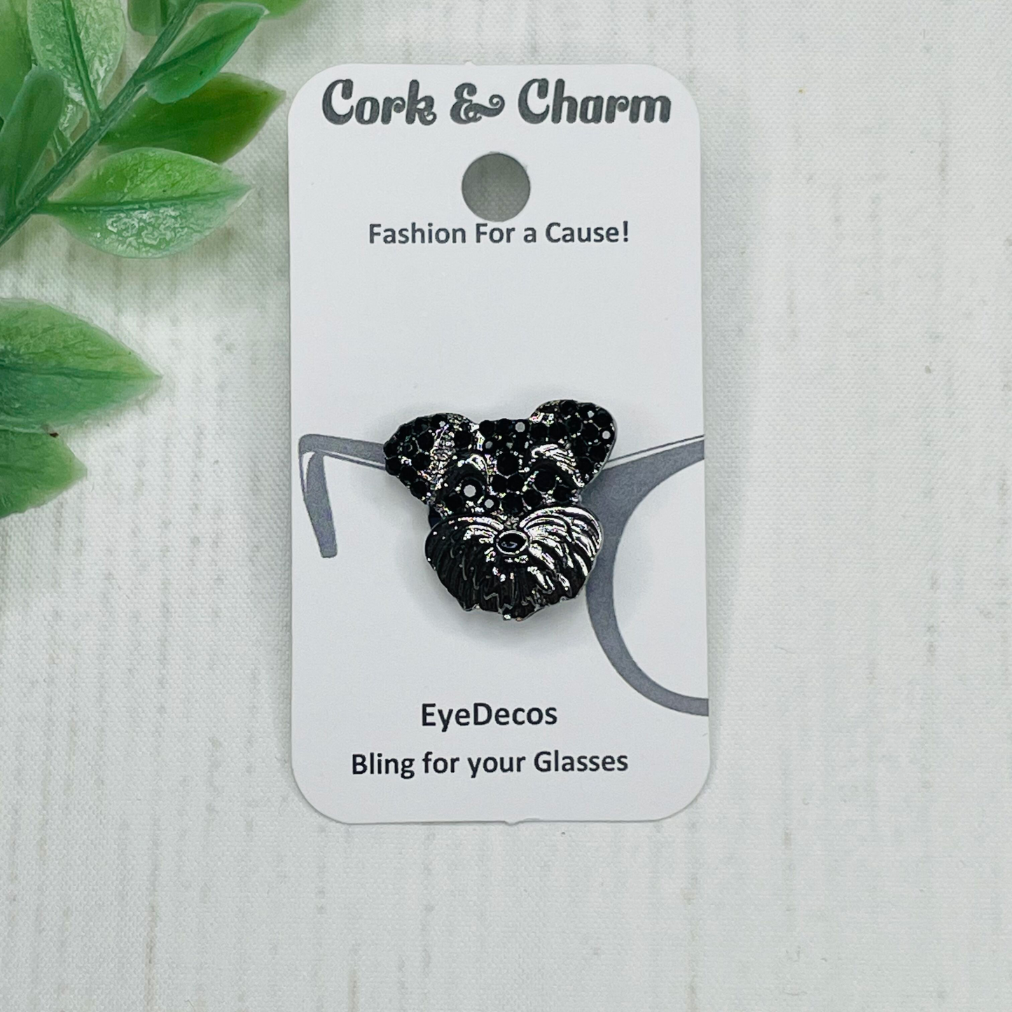 Black Rhinestone Schnauzer Dog EyeDeco