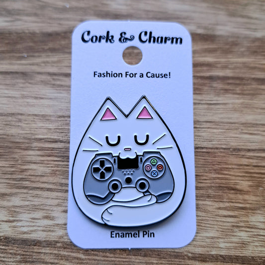 Cat Gamer Enamel Pin
