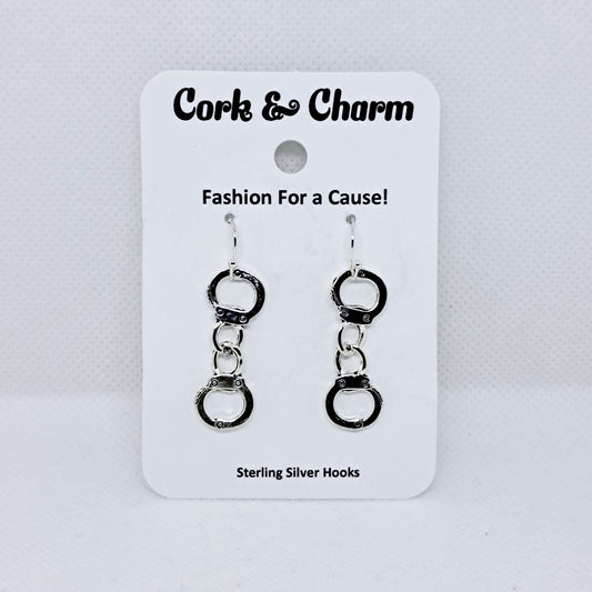 Handcuffs Sterling Silver Earrings