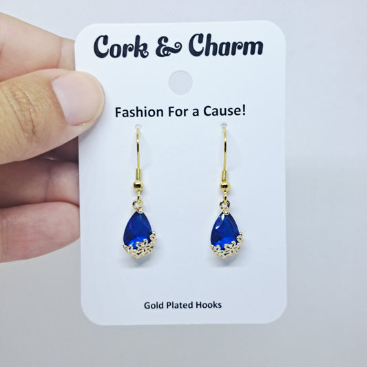 Royal Blue Teardrop Gold Plated Earring