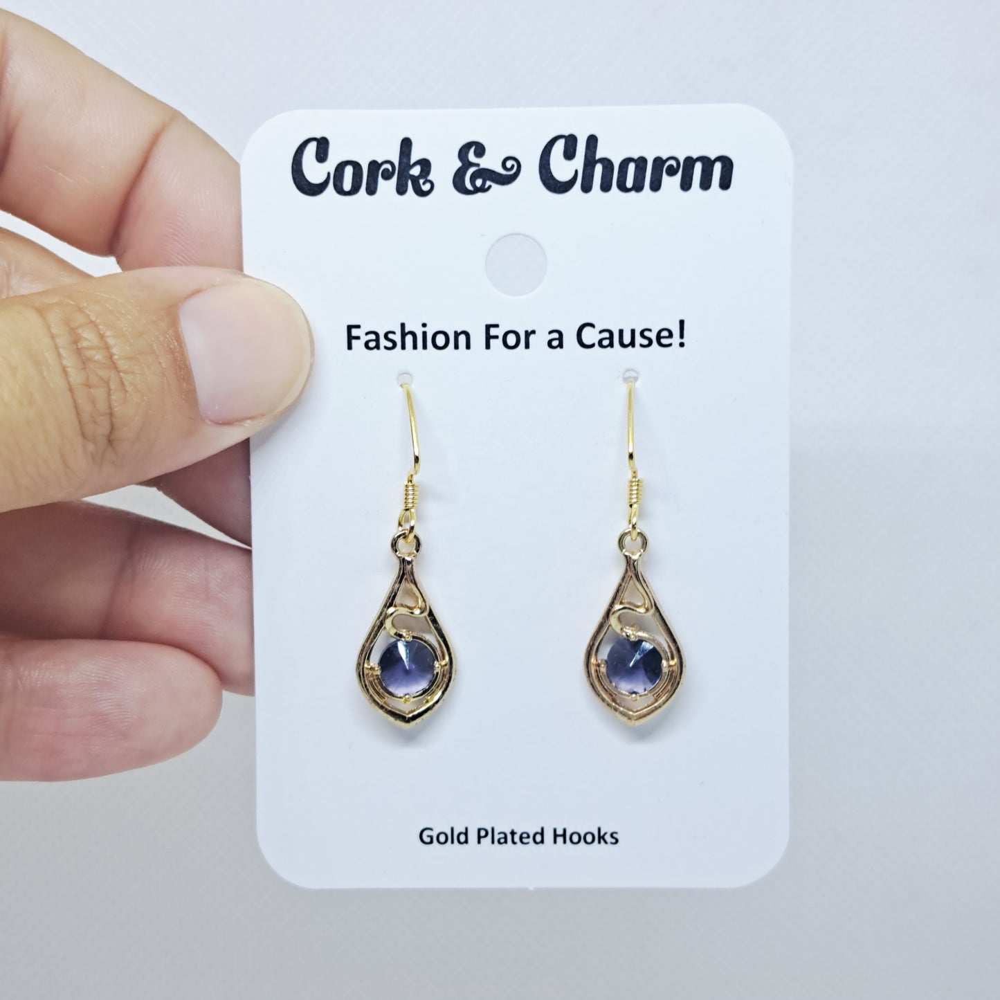 Indigo Teardrop Gold Plated Earring