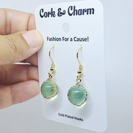 Light Green Globe Gold Plated Earring