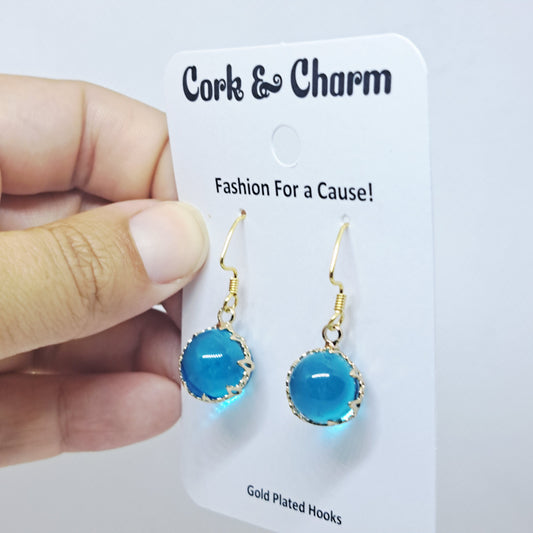 Blue Globe Gold Plated Earring