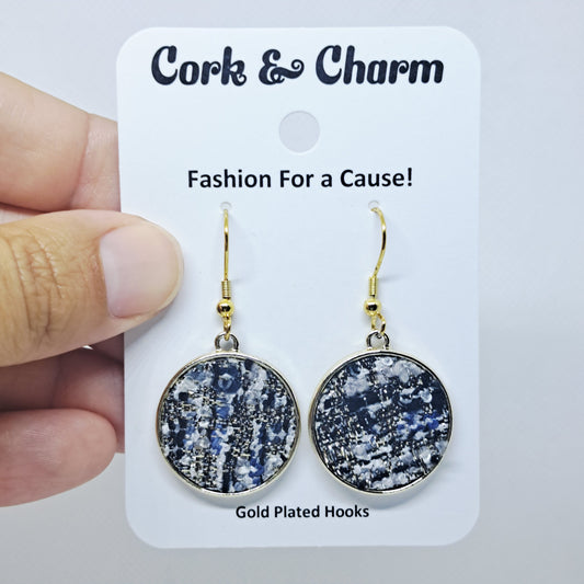Woven Fabric Round Gold Plated Earring