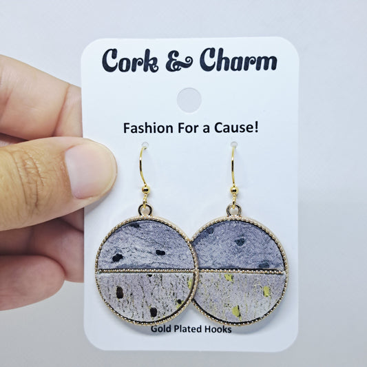 Double Textured Round Fabric Gold Plated Earrings