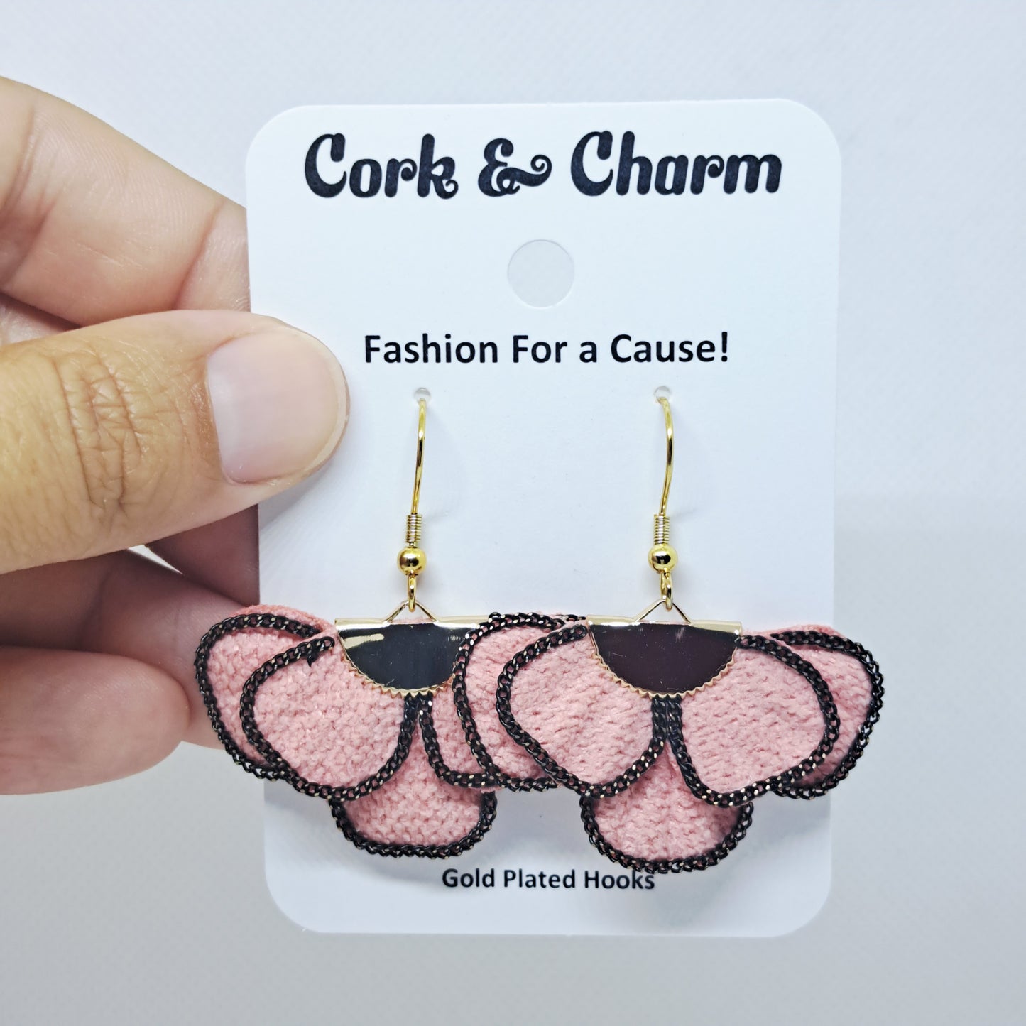 Rose Fabric Mini Flower Gold Plated Earrings