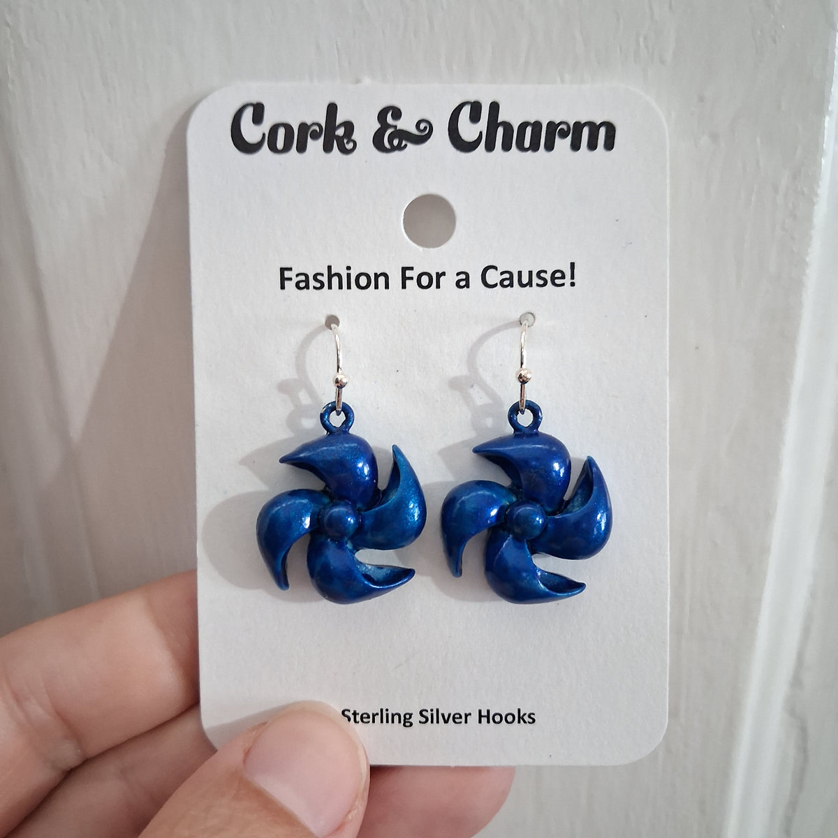 Custom Listing - Royal Blue Pinwheel Sterling Silver Earrings