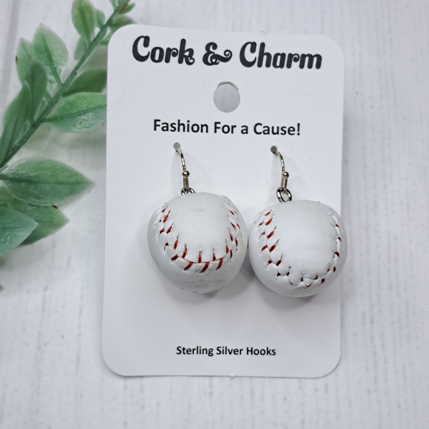 Baseball Sterling Silver Earrings