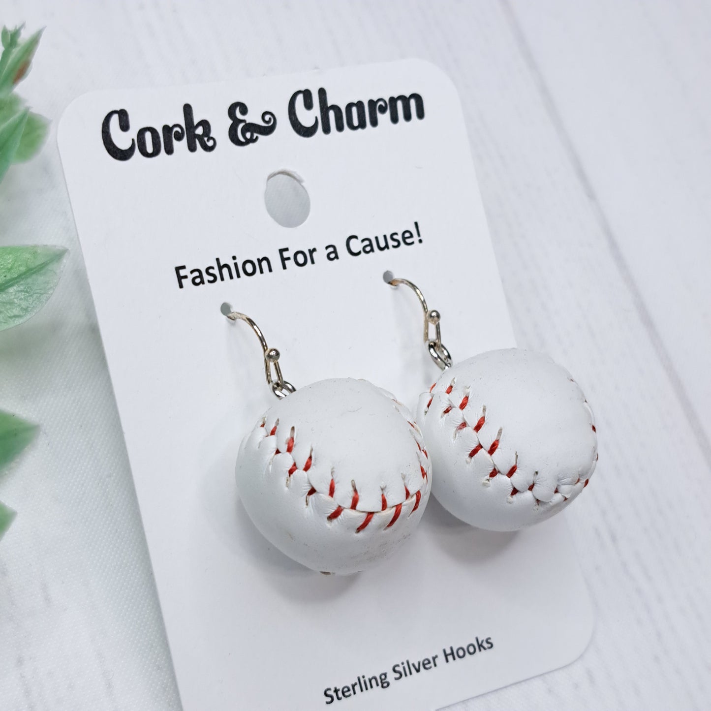 Baseball Sterling Silver Earrings