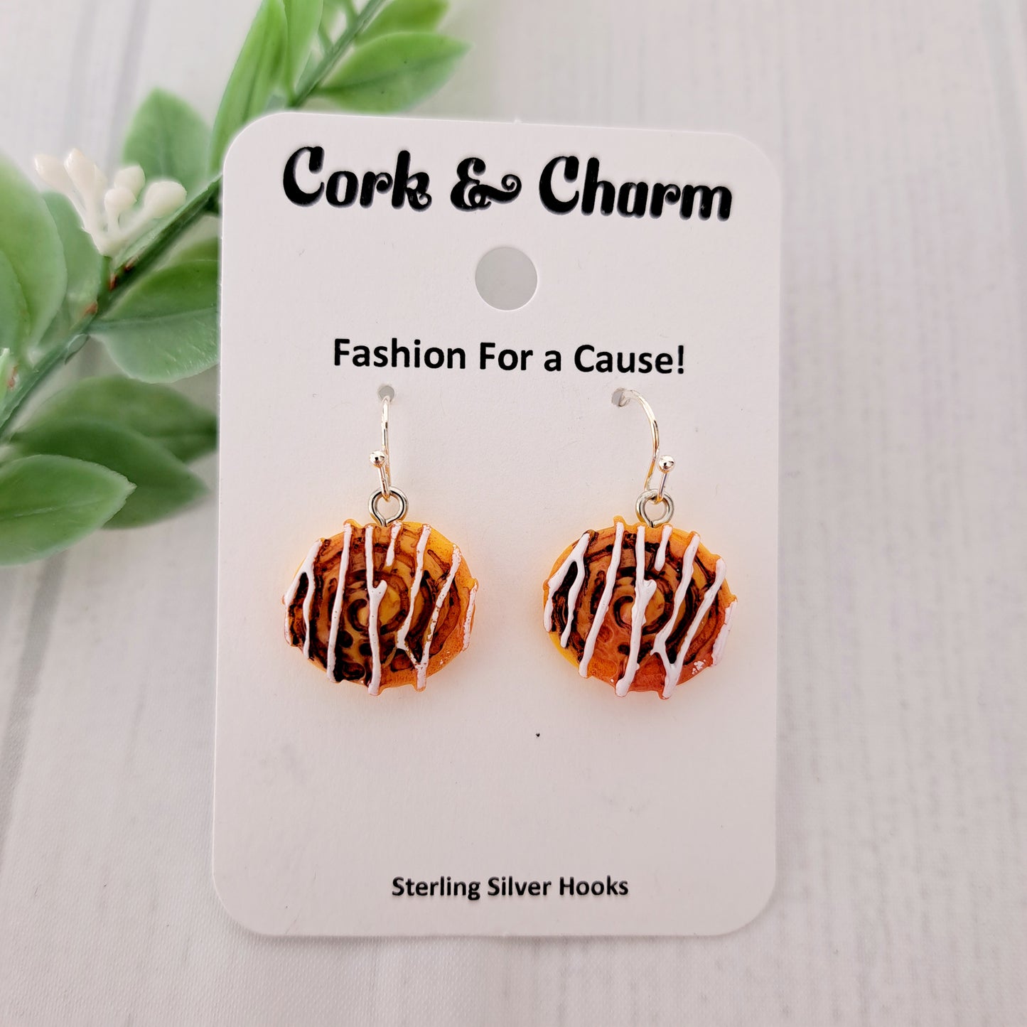 Cinnamon Roll Bun Sterling Silver Earrings