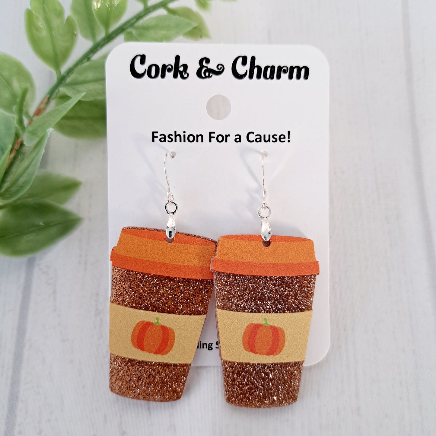 Pumpkin Spice Coffee Latte Cup Earrings Sterling Silver