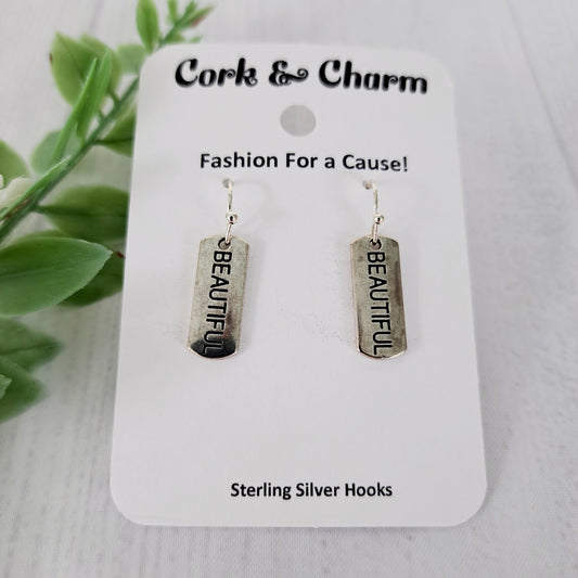 Beautiful Affirmations Inspirational Words Earrings Sterling Silver