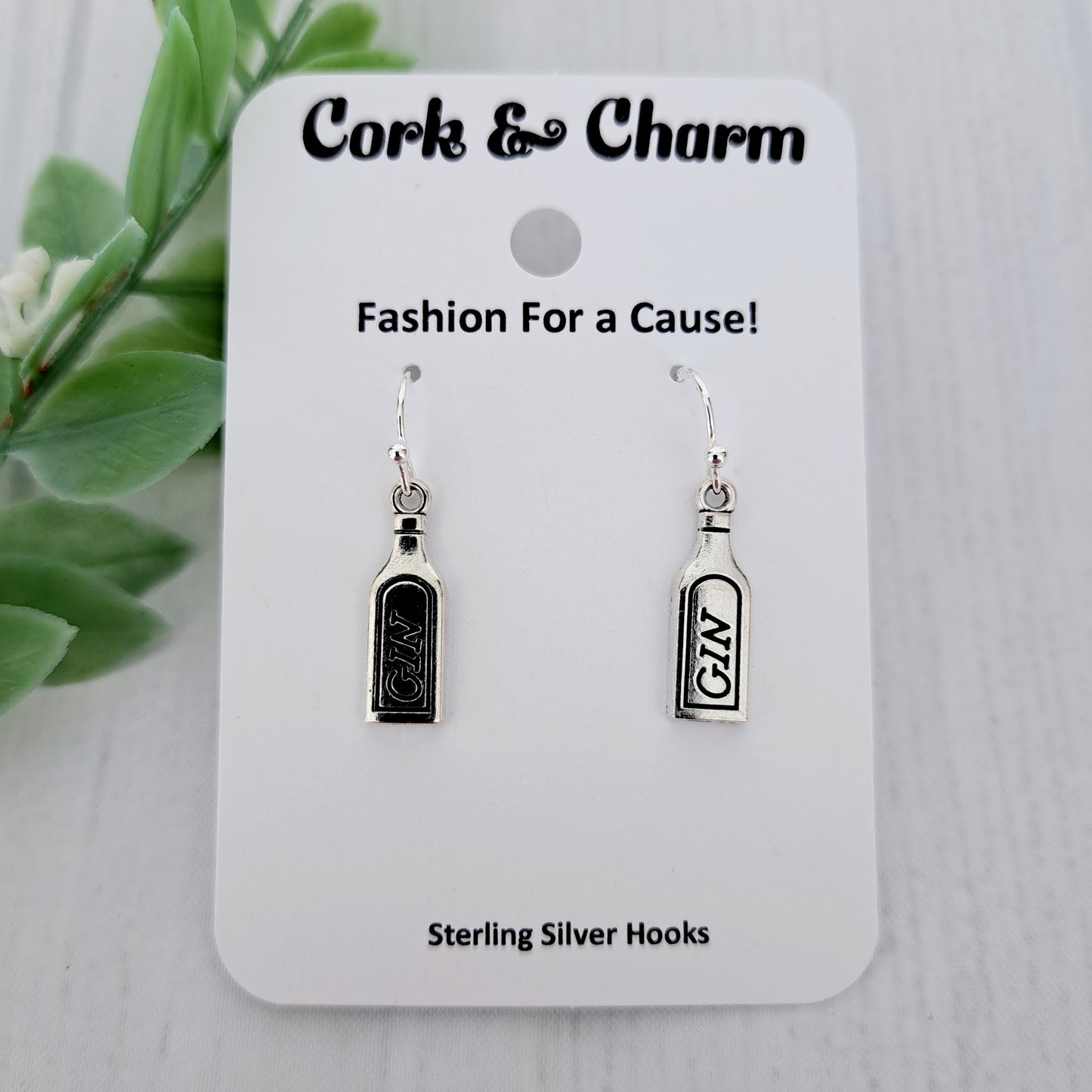 Silver Gin Bottle Sterling Silver Earrings