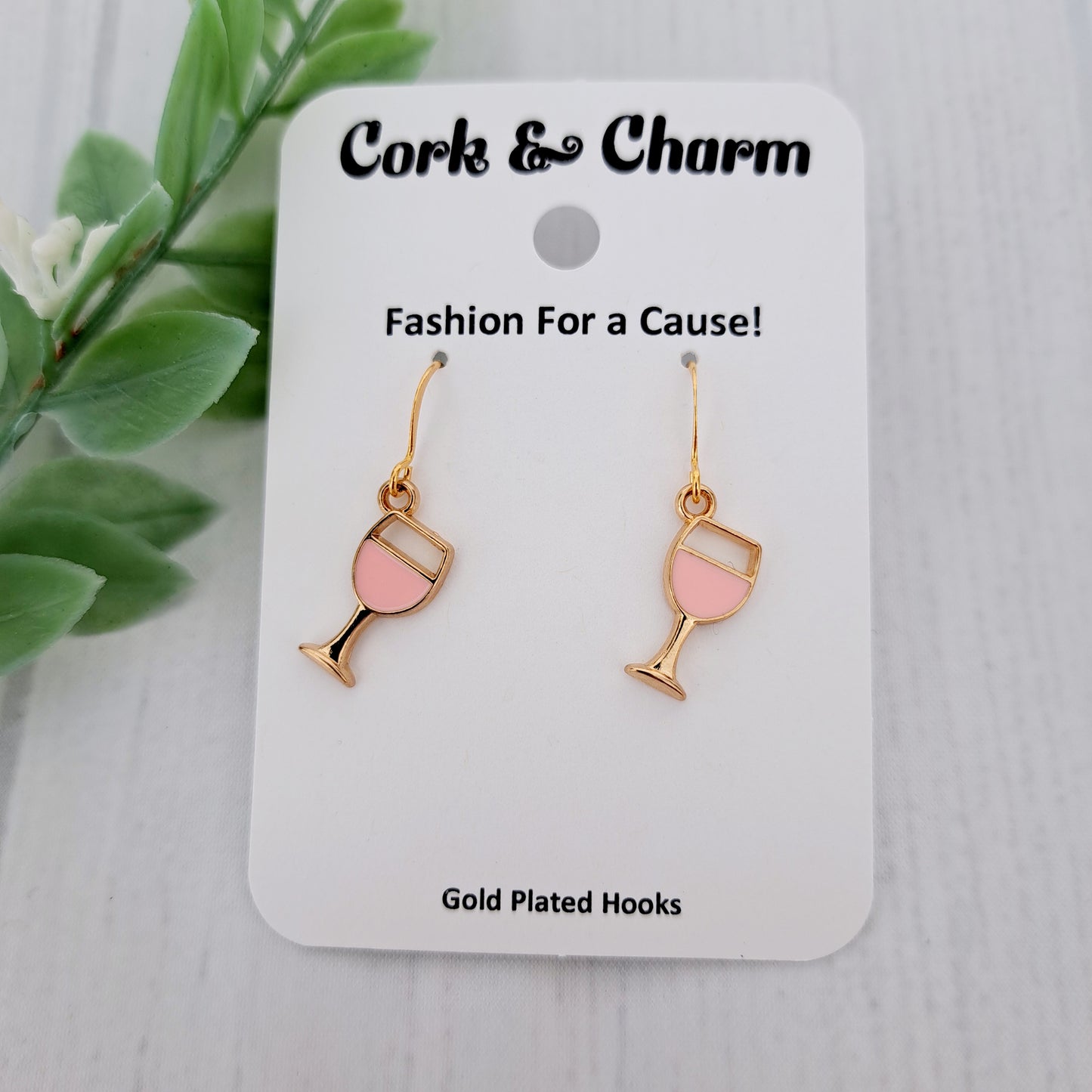 Pink Wine Glass Drink Enamel Resin Earrings