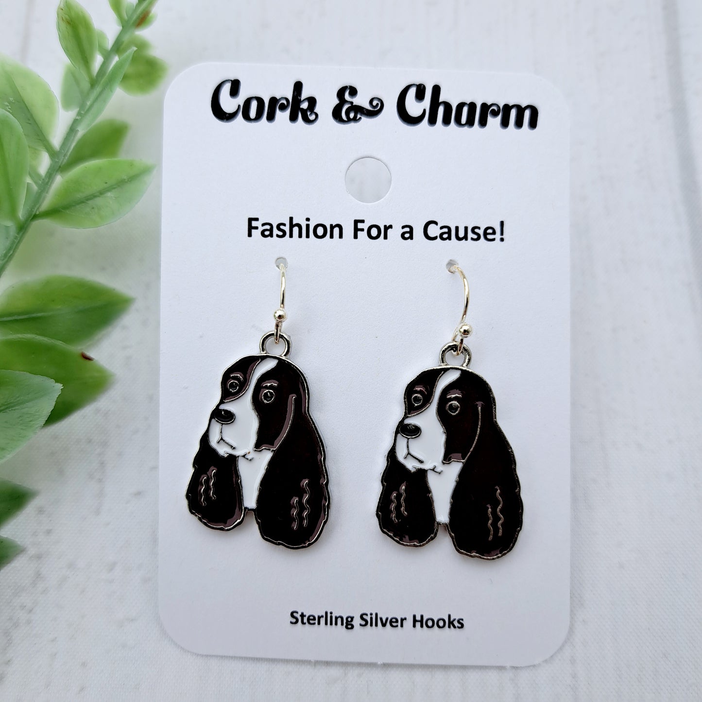 English Springer Spaniel Dog Breed Head Face Sterling Silver Earrings