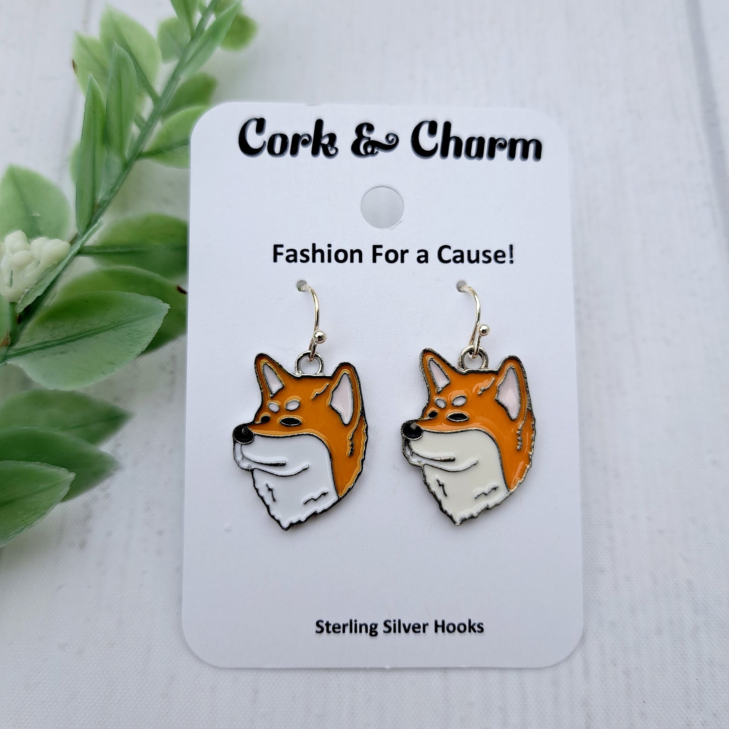 Shiba Inu Dog Breed Head Face Sterling Silver Earrings