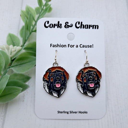 Tibetan Mastif Dog Breed Head Face Sterling Silver Earrings