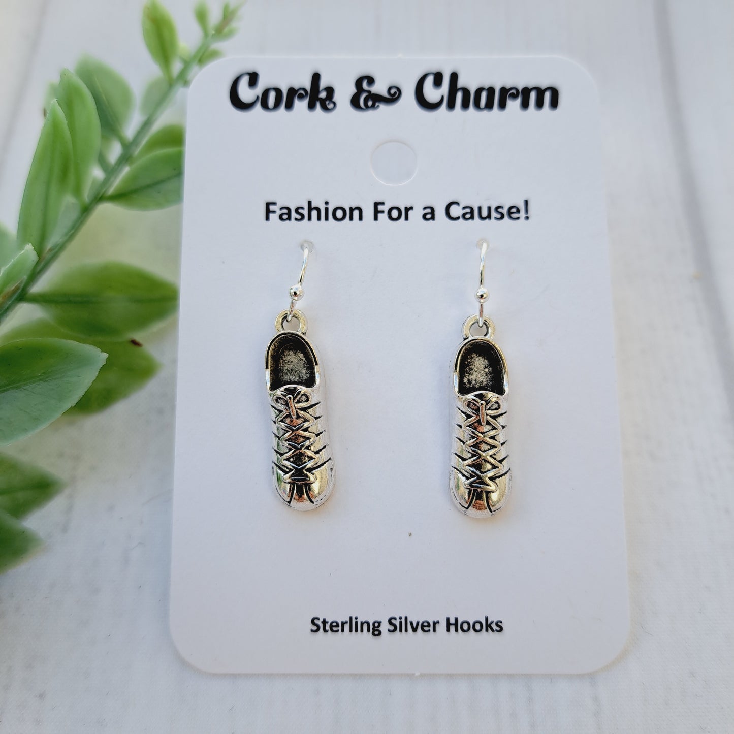 Silver Sneaker Shoes Sterling Silver Earrings