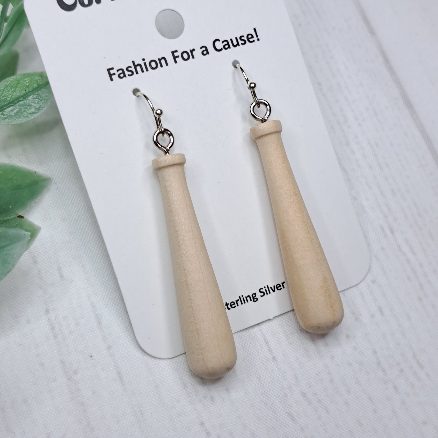 Baseball Bat Sterling Silver Earrings