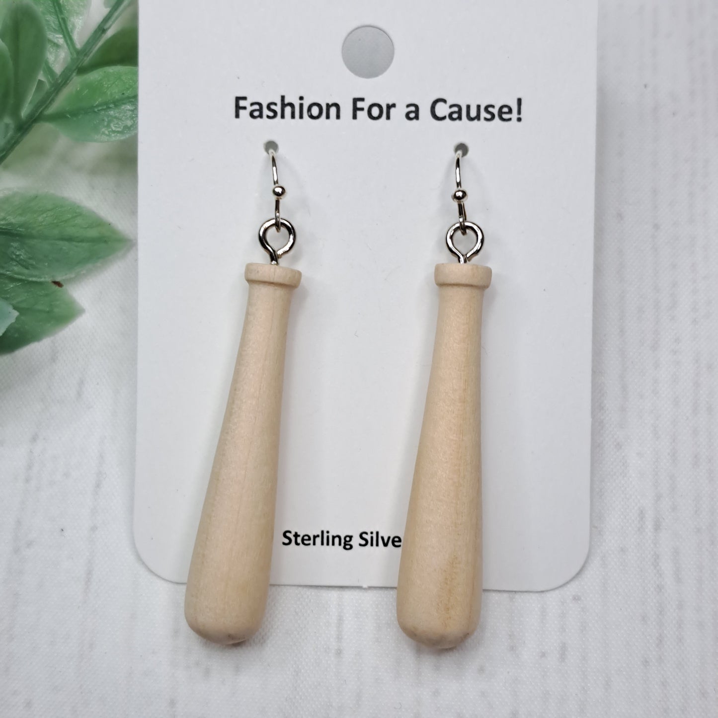 Baseball Bat Sterling Silver Earrings