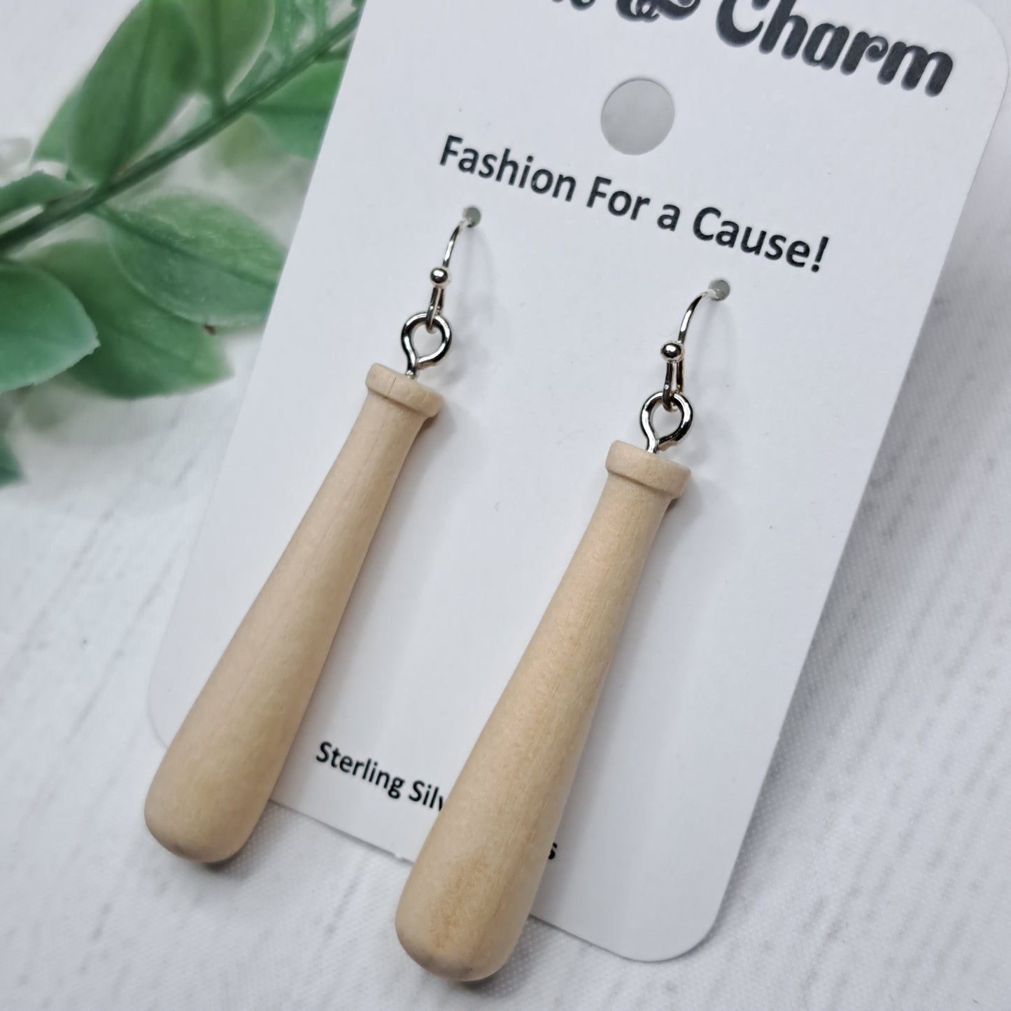 Baseball Bat Sterling Silver Earrings