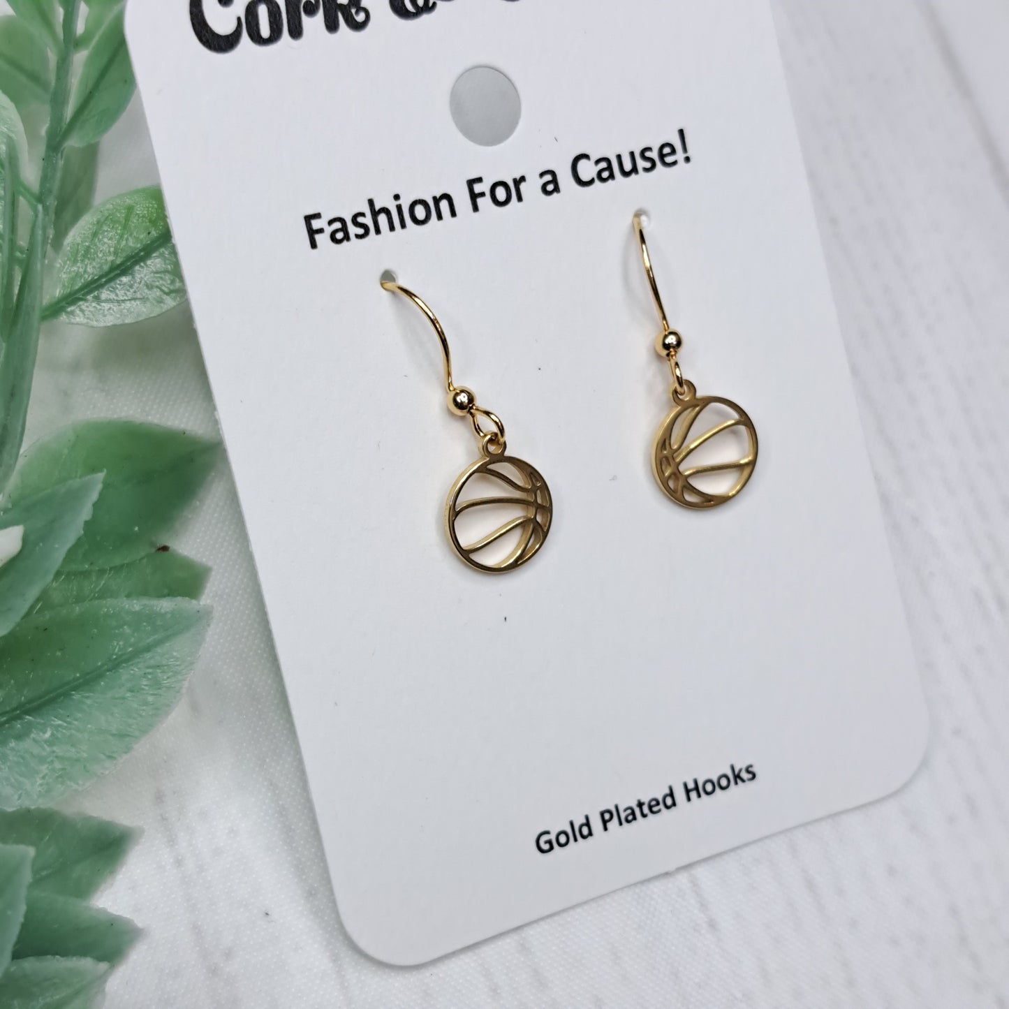 Mini Basketball Gold Plated Earrings