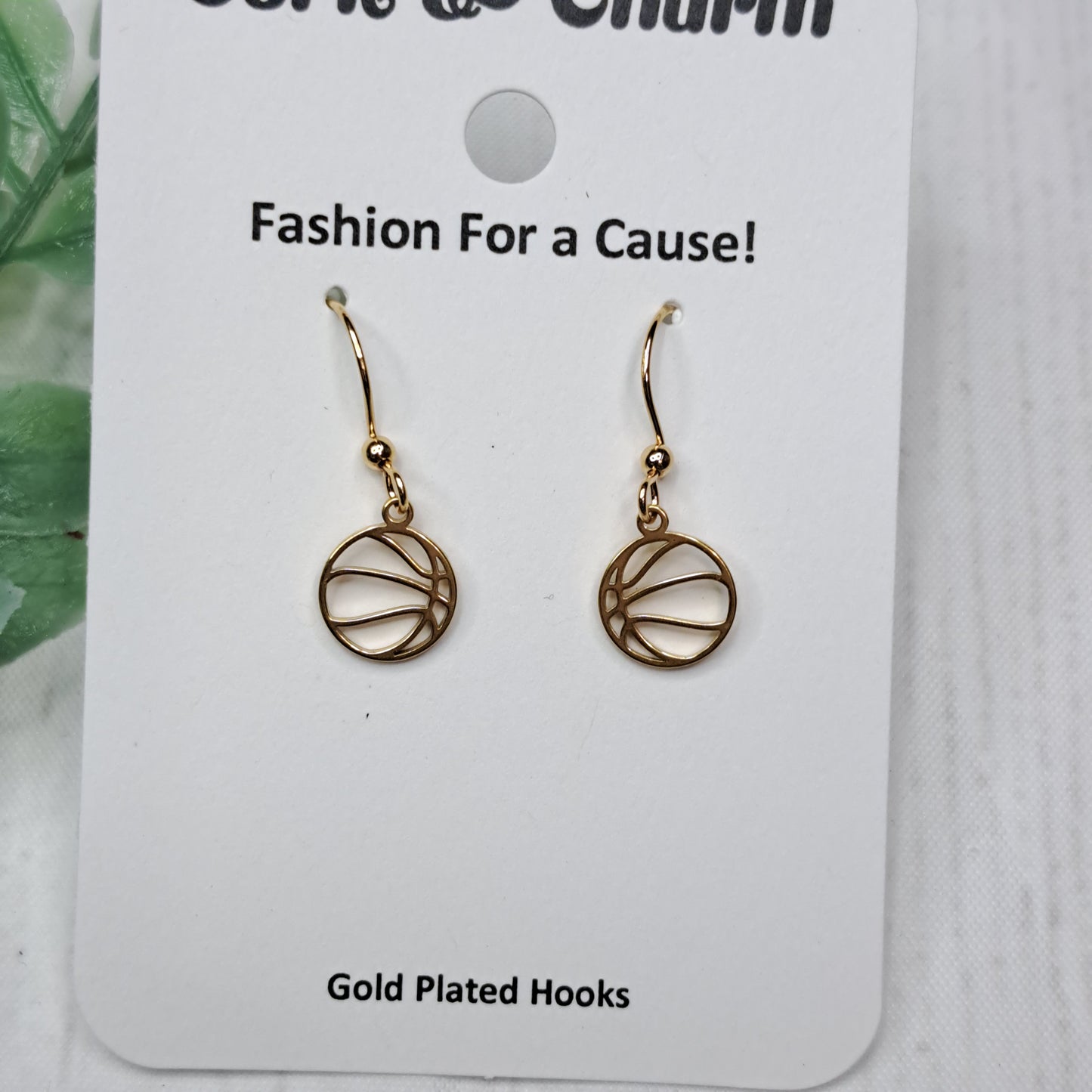 Mini Basketball Gold Plated Earrings