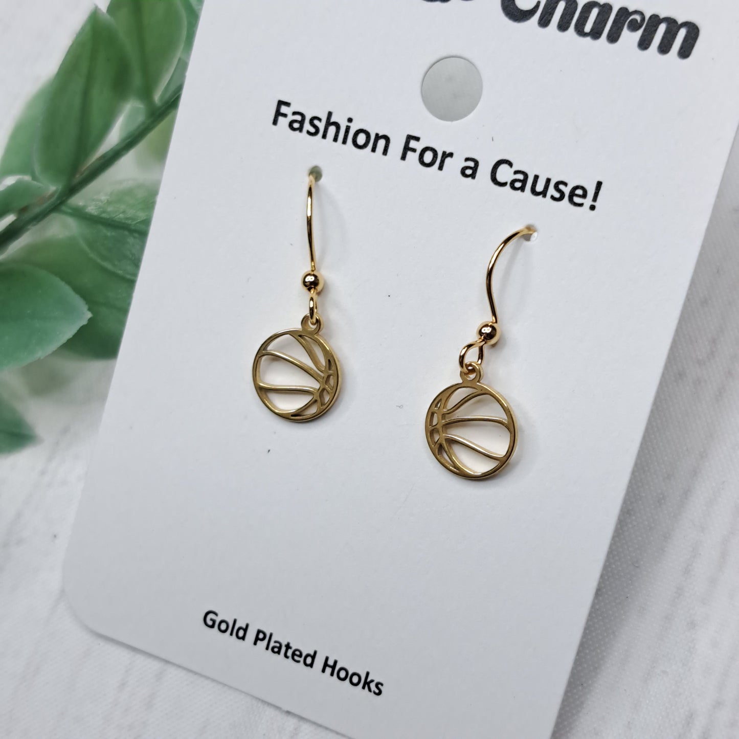 Mini Basketball Gold Plated Earrings