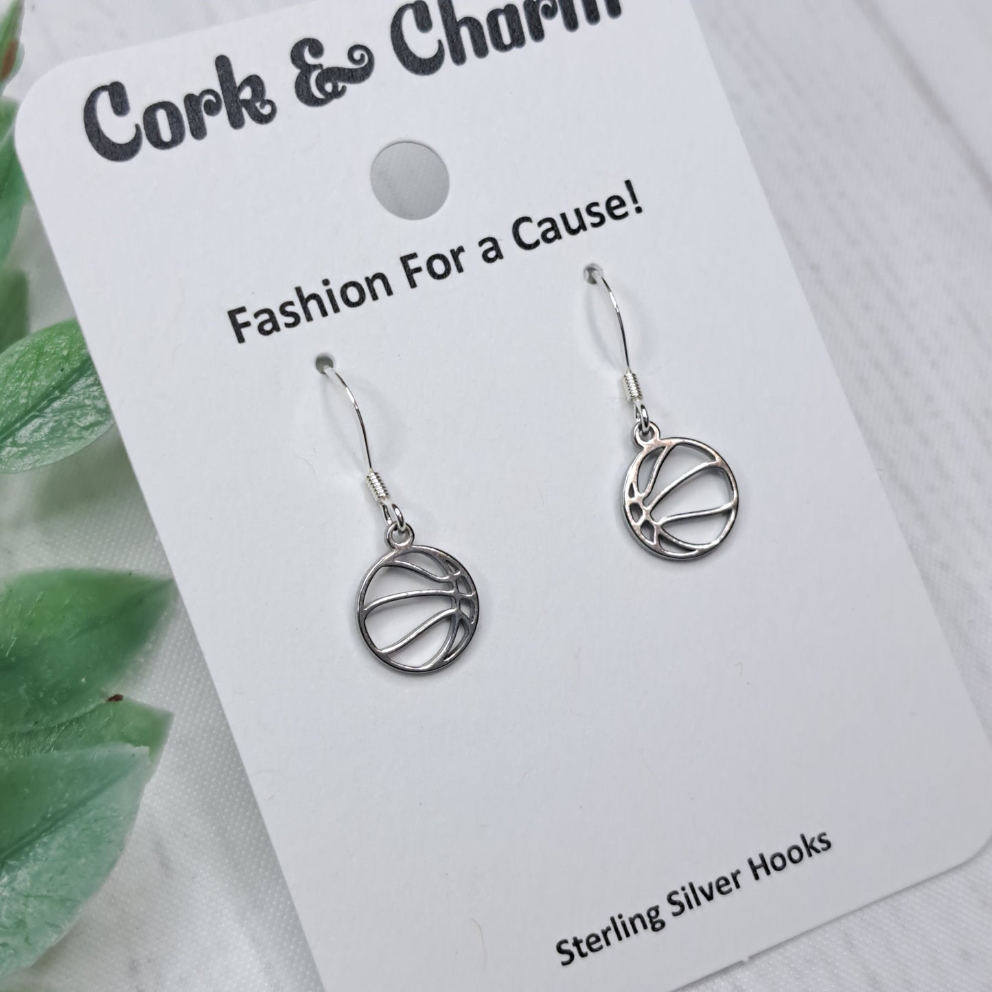 Mini Basketball Sterling Silver Earrings