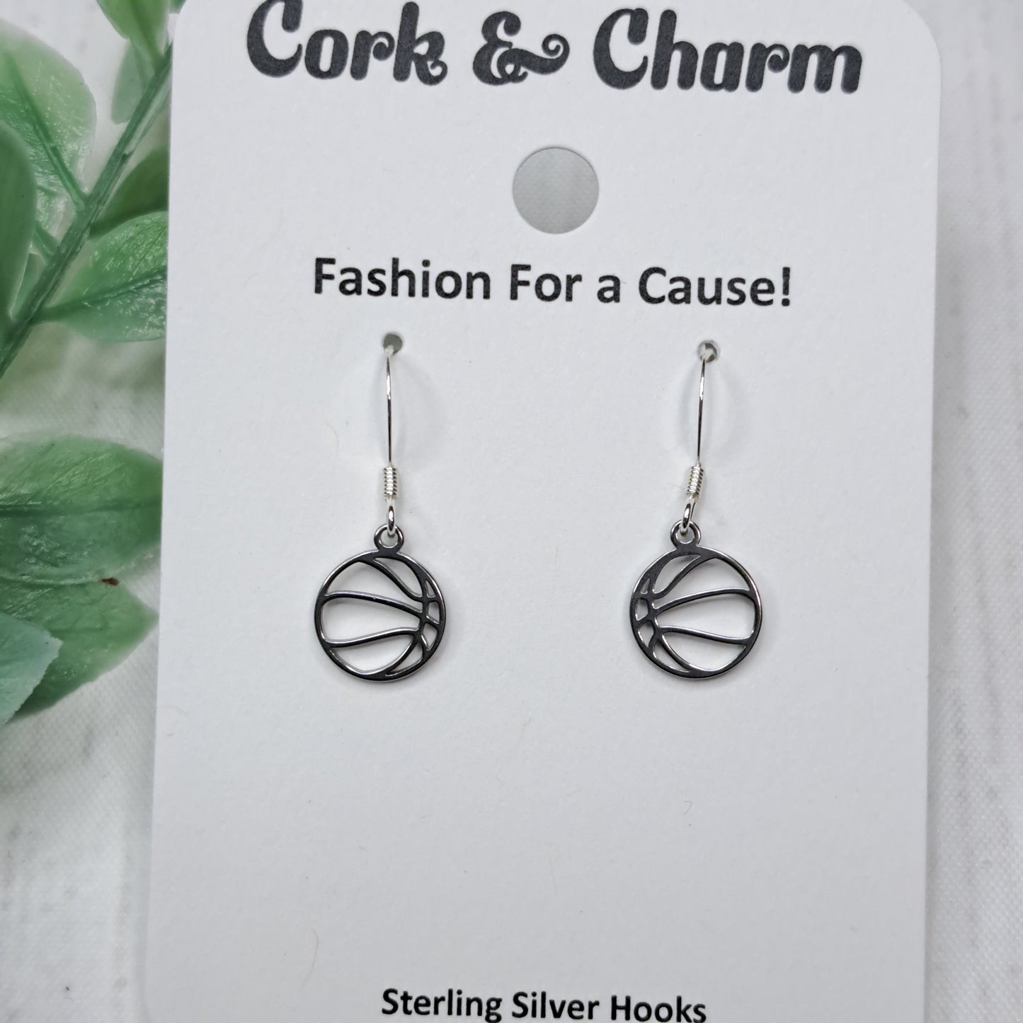 Mini Basketball Sterling Silver Earrings