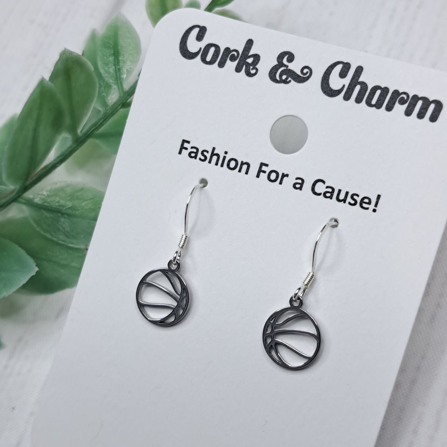 Mini Basketball Sterling Silver Earrings