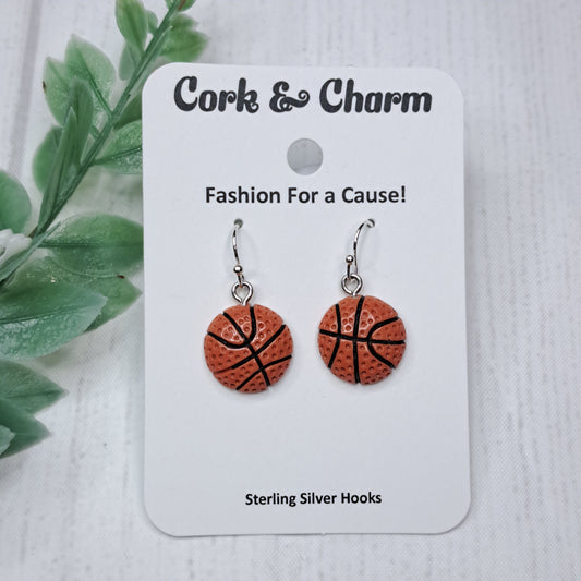 Basketball Resin Sterling Silver Earrings