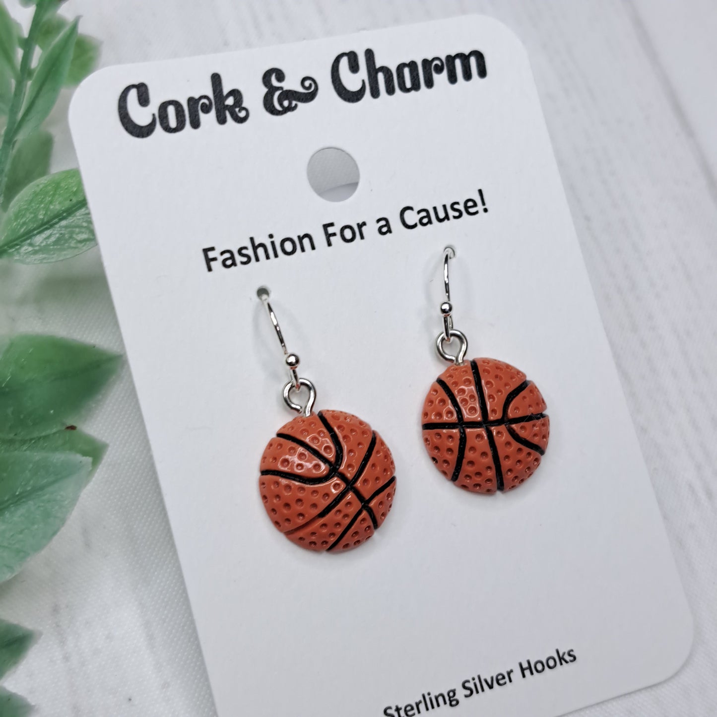 Basketball Resin Sterling Silver Earrings