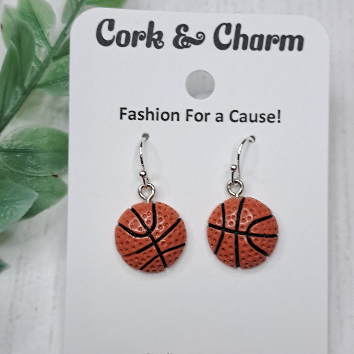 Basketball Resin Sterling Silver Earrings