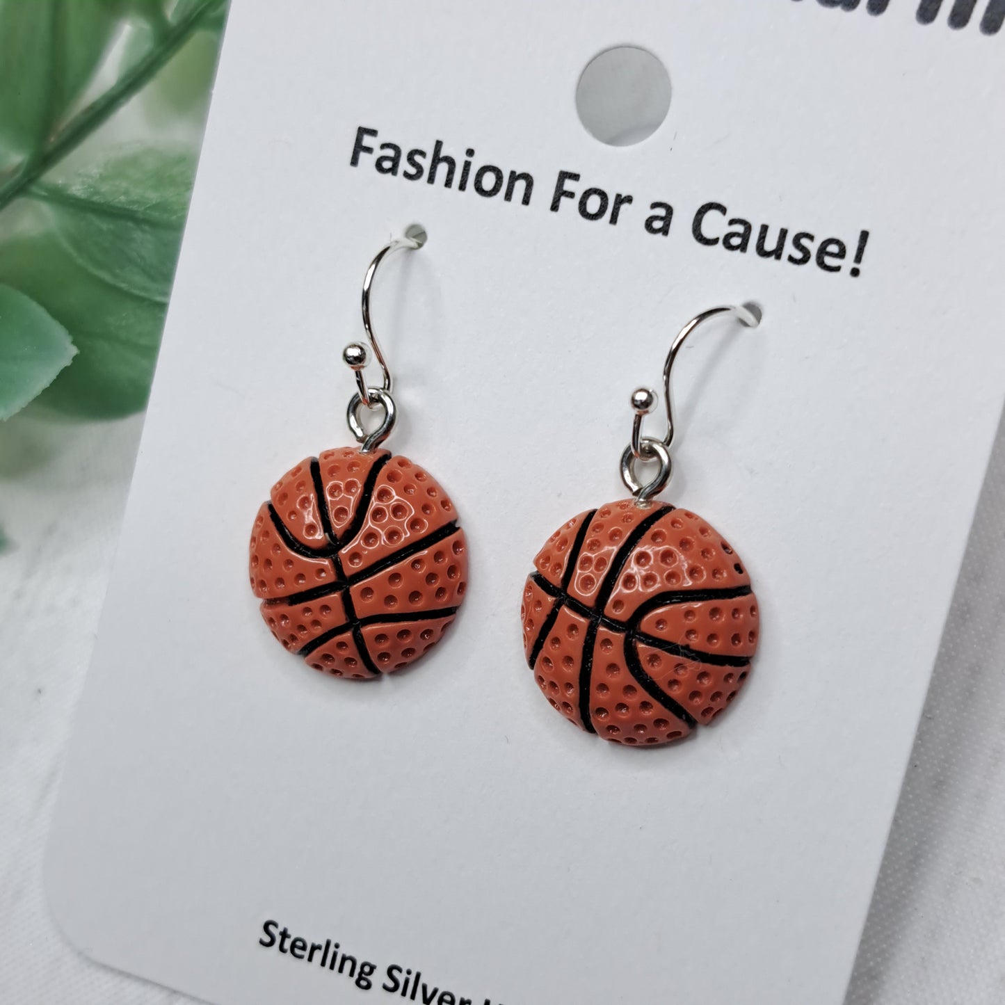 Basketball Resin Sterling Silver Earrings