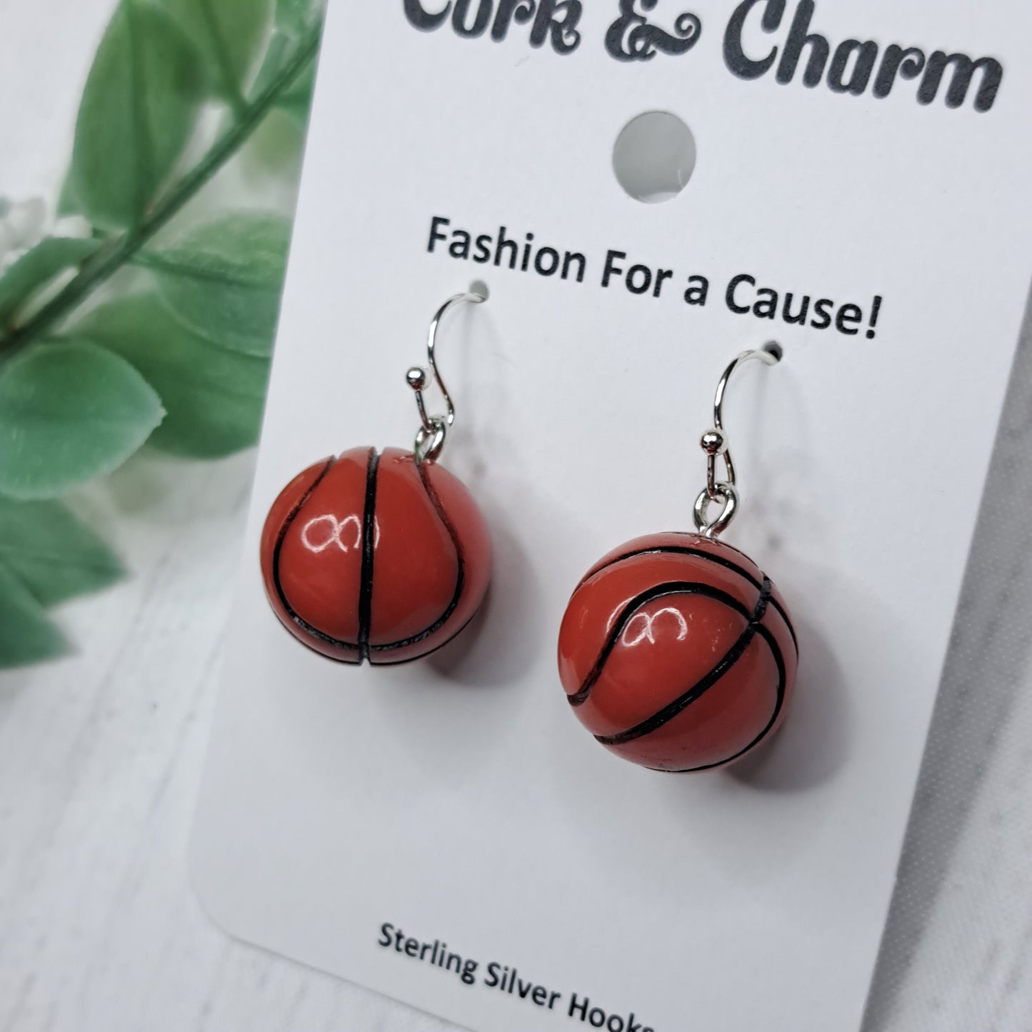 Basketball 3D Sterling Silver Earrings