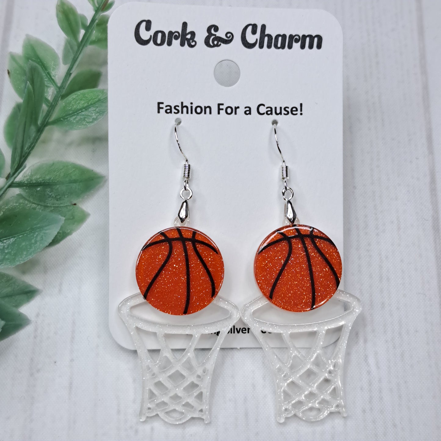 Basketball Hoop Acrylic Sterling Silver Earrings