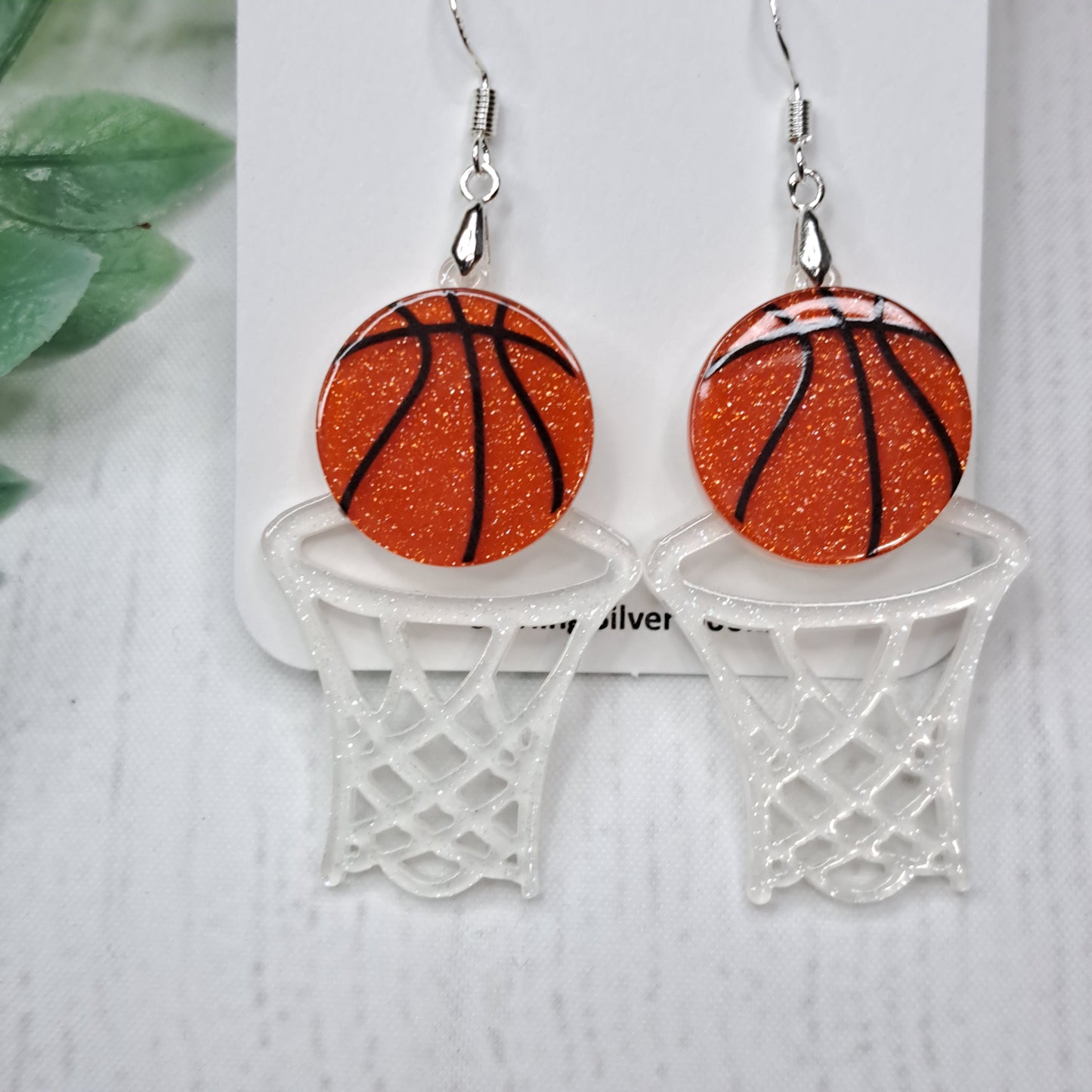 Basketball Hoop Acrylic Sterling Silver Earrings