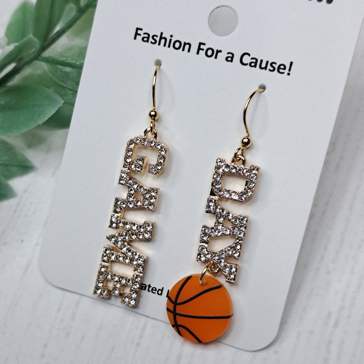 Gold Rhinestone Basketball Game Day Gold Plated Earrings