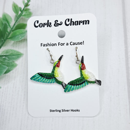 Hummingbird Bird Sterling Silver Earrings